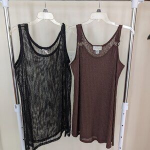 Lot 2 Swimsuit Cover Up Jordan Taylor Sheer Black Mesh & Brown J Valdi L M magic